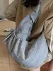 Bolsa de Tecido Estilo Coreano Nova com Estampa Xadrez e Cordão para Estudantes Universitários para Trabalho e Deslocamento Bolsa de Ombro Estilo Universitário Casual Transversal Bolsa Bolinho
