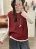 Colete Tricotado Vintage Gola Redonda de Fio de Algodão Outono 2026, Colete Casual Solto em Camadas para Mulheres, Novo Estilo Chinês