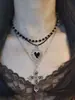 Junyan Collar con Colgante de Cruz de Flor con Forma de Corazón de Perla Gótico Retro Transfronterizo Estética Y2K Estilo Nuevo