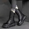 Botas de Cuero Suave con Felpa y Suela Gruesa hasta la Mitad de la Pantorrilla para Mujer, Botas Forradas de Lana, Nuevo Estilo Invierno 2026, Cálidas, Retro, Estilo Wasteland, Botas Martin Nuevas