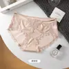 Calcinha Sexy de Cetim com Renda em Nó de Coração para Mulheres, Cintura Média Pura Desejo Vazada Respirável, Roupa Íntima Tentadora para Meninas