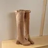 Botas de tacón alto hasta la rodilla, tacón grueso de gamuza, nuevas botas de mujer otoño e invierno 2026, botas de mujer estilo western