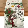 Caminho de Mesa de Natal Festa na Cozinha Mesa de Jantar Guirlanda de Árvore de Natal Boneco de Neve Sinos Rena Papai Noel Decoração de Caminho de Mesa de Natal