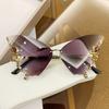 Gafas de sol de diamante sin montura con forma de mariposa nuevas 2023 para mujer, moda europea y americana, personalidad, gafas de sol exageradas, baile