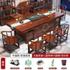 Juego Grande de Mesa y Sillas para Té, Una Mesa y Cinco Sillas, Mesa de Té de Madera Maciza para Oficina con Almacenamiento, Uso en Sala de Estar y Hogar, Mesa para Preparar Té Estilo Chino Nuevo