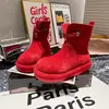 Botas de moda rojas para mujer con suela gruesa, nuevo modelo de primavera 2026, doble uso, retro, que aumentan la altura, elegantes, versátiles, botas de motociclista