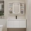 Mueble de baño de estilo crema con lavabo de cerámica integrado, mueble de baño de aluminio, combinación de lavabo, inodoro y mesa de lavado