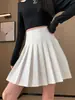 Falda Plisada Rusa para Mujer, Nueva Falda Media Adelgazante de Cintura Alta para Primavera y Verano, Estilo Japonés Talla Grande JK Blanca de Corte A