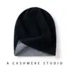 Chapéu de tricô casual de alta qualidade, unissex, de caxemira, para outono e inverno, com dupla face espessa e quente, moderno