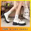 Zapatos Mary Jane Blancos con Suelas Gruesas y Tacones Gruesos para Mujer Primavera/Verano 2026 Nuevos Elegantes Versátiles Estilo Británico Zapatos Pequeños de Cuero Estilo JK Japonés
