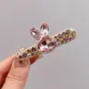 Pinza de Mariposa de Amatista Coreana, Pinza de Pelo de Moda con Pedrería para Niñas, Pinza para la Parte Trasera de la Cabeza, Pinza Horizontal, Pinza para Cola de Caballo, Pasador