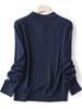 Suéter de Lã Elegante Francês e Rejuvenescedor com Gola Polo e Coração Bordado, Suéter de Tricô Fino de Manga Longa para Primavera e Outono Feminino 129