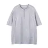 Camiseta de Manga Corta con Media Cremallera Estilo High Street Americano para Hombre Verano 2025 Marca de Nicho Fresca de Moda Camiseta de Manga Corta