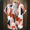 Camisa de Manga Corta para Hombre Estación Independiente Transfronteriza Elástica en Cuatro Direcciones Camisa Estampada en 3D Fábrica de Origen 2024
