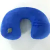 Almohada de cuello con boquilla de aire de presión cuidadosamente seleccionada, funda de terciopelo de cristal, núcleo de almohada de PVC, almohada para viajes al aire libre, almohada inflable, almohada en forma de U