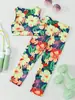 Conjunto de Ropa de Yoga para Niñas y Niños Estilo Nuevo Primavera y Verano, Secado Rápido Deportivo para Correr Estampado Pantalones Largos Ajustados para Entrenamiento