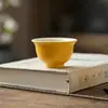 Amarillo Limón Dorado Salpicado Taza de Té Prensada a Mano Cerámica Taza Maestra Personal para el Hogar Set de Té Kung Fu Taza de Té Taza Única Estilo Chino