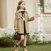 Gabardina para Niña Estilo Nuevo Primavera y Otoño para Niñas Mayores, Versión Coreana, Longitud Media, Estilo Británico, Abrigo Cruzado, Prenda Superior Infantil
