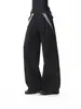 Calça Casual Longa Plissada Xadrez Patchwork Barra Curva para Homens, Estilo Old Money, Sensação de Luxo, Perna Larga Solta