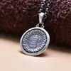 Pingente personalizado em prata de lei S925 masculino estilo retrô retrô étnico feito à mão fosco design de nicho estilo moda nacional sólido