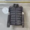 Principal! Jaqueta acolchoada leve com nervuras 90% penugem de ganso, novo modelo 2026, casaco cardigã de tricô patchwork com mistura de lã, gola alta, feminino
