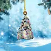 Árbol de Navidad Acrílico Plano Regalo de Navidad Colgante Decoraciones para Espejo Retrovisor de Coche en Casa Festiva