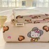 Juego de Tres Piezas de Esterilla Refrigerante de Tela Gruesa de Algodón Crudo Clase A, Estilo Fresco de Dibujos Animados, Grueso Estampado, Adecuado para Dormir Desnudo, Juego de Tres Piezas de Sábana para Dormitorio