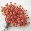 Nuevos Accesorios Decorativos de Otoño con Gradiente de Frutas del Bosque Rico Cosecha de Frutas Otoñales Naranja Ramas de Bayas Artificiales