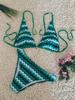 Ventas directas de fábrica de trajes de baño bikini para mujer, conjunto de dos piezas a rayas vintage, traje de baño transfronterizo de comercio exterior para vacaciones de ocio.