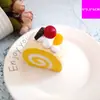Bolo Fruta Falsa Pão Modelo Rolo Suíço Janela Geladeira Doméstica Adesivo Decoração Fotografia de Alimentos Brinquedo
