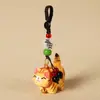 Chaveiro Pingente Escultura em Madeira Artesanal Gato Laranja Gordo Pingente de Gato Vaca Fofo para Mochila Escolar Presente para Mulheres Melhor Amiga