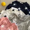 Camiseta Informal de Manga Larga para Niños Estilo Nuevo Primavera y Otoño 2026 Niños y Niñas Estrellas Estampado Integral Ropa Interior para Bebé Holgada Elegante