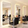 Espejo de peluquería moderno, espejo para cortar el pelo, iluminación de salón, espejo de una cara para cortar y peinar, diseño simple y lujoso