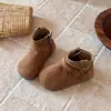 Novas Botas de Couro Estilo Birkenstock de Cano Médio, Modernas e Versáteis, para Meninas, Outono/Inverno 2026, Botas de Couro Leves com Forro Simples, para Crianças Pequenas, Tendência