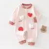 Mameluco para bebé para primavera y otoño, mameluco suave de terciopelo para recién nacidos, ropa exterior linda de dibujos animados para niños y niñas, atuendo de otoño para bebés