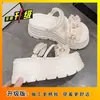 Sandalias de Plataforma con Tira Fina Color Blanco Crudo Floral Perla Estilo Hada 2026 para Mujer, Calzado de Verano para Exteriores, Plataforma de Suela Gruesa que Aumenta la Altura