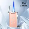 Isqueiro Portátil de Disparo Direto com Aparência Premium, Padrão Aurora Colorido da Moda, Isqueiro à Prova de Vento com Chama Azul, Venda por Atacado de Presentes
