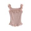 Camisola Dulce Femenina de Encaje con Borde de Hongo para Mujer Primavera 2025 Nuevo Puro Lujurioso Sexy Top Exterior sin Mangas