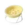 Cuenco cerámico para mascotas de alimentación lenta con boca inclinada, cuenco para gatos que protege el cuello, cuenco elevado anti-derrames para agua y comida de gatos y perros