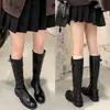 Botas Altas de Tacón Grueso con Hebilla de Temporada Primer Encuentro para Mujer Botas de Caballero Nuevas Otoño/Invierno 2026 Botas Largas de Tacón Medio