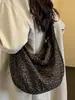 Bolso de axila retro americano con estampado de leopardo para mujer, estilo casual, bolso de mano único, gran capacidad, adecuado para el trabajo y los desplazamientos, bolso tipo empanada