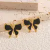 Brincos Europeus e Americanos Transfronteiriços de Moda Borboleta Gota de Óleo, Delicados e de Alto Padrão Nicho Exquisitos Brincos de Laço