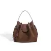 Bolsa Transversal Color Block de Nicho Outono/Inverno 2026, Bolsa de Mão Patchwork em Couro Genuíno, Versátil com Pingente de Pônei, Bolsa Saco de Ombro Único