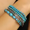 TEMU pulseira masculina feminina estilo boêmio transfronteiriço com pedras de pinho, contas de madeira, acessórios de liga metálica, fio elástico