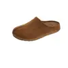 Mules retro de gamuza sintética de punta dividida con plataforma para mujer, nuevo modelo primavera y otoño 2026, sandalias tipo Birkenstock sin cordones para uso exterior