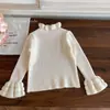 Suéter Básico para Niñas, Nuevo Estilo Primavera y Otoño, Tejido Elegante con Borde de Volantes, Prenda Interior Infantil Versión Coreana
