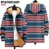 Chaqueta de Estilo Nuevo con Elementos de Patrón Multicolor Cremallera con Capucha Cárdigan Grueso de Invierno Forro Polar de Algodón Abrigo con Forro Amarillo