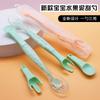 Cuchara de Silicona para Bebé Cuchara de Silicona de Doble Cabeza Cuchara Tres en Uno Suplemento Alimenticio para Bebé Raspador de Puré de Frutas Cuchara Tenedor para Bebé Cuchara para Pulpa