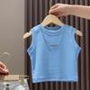 Traje de chaleco y shorts estilo coreano para niñas, moda para niños medianos y grandes, pantalones cortos de tiro alto a la moda, diseño con cordón, nuevo estilo de verano 2025