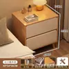 Mesita de noche moderna minimalista para dormitorio, uso pequeño en el hogar, gabinete lateral estilo madera natural, estante de almacenamiento simple para viviendas de alquiler